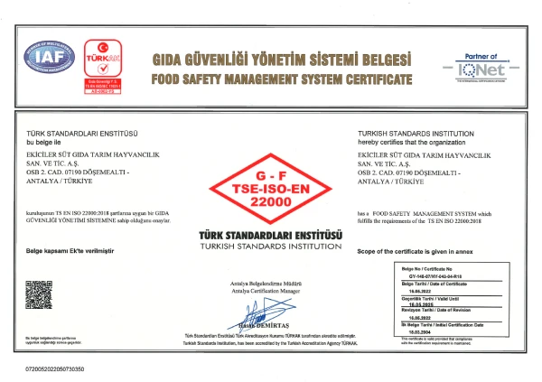 Gıda Güvenliği Yönetim Sistem Belgesi